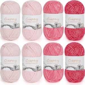 Eight Pack of Cotton Yarn for Crocheting and Knitting - 50g/1.76oz